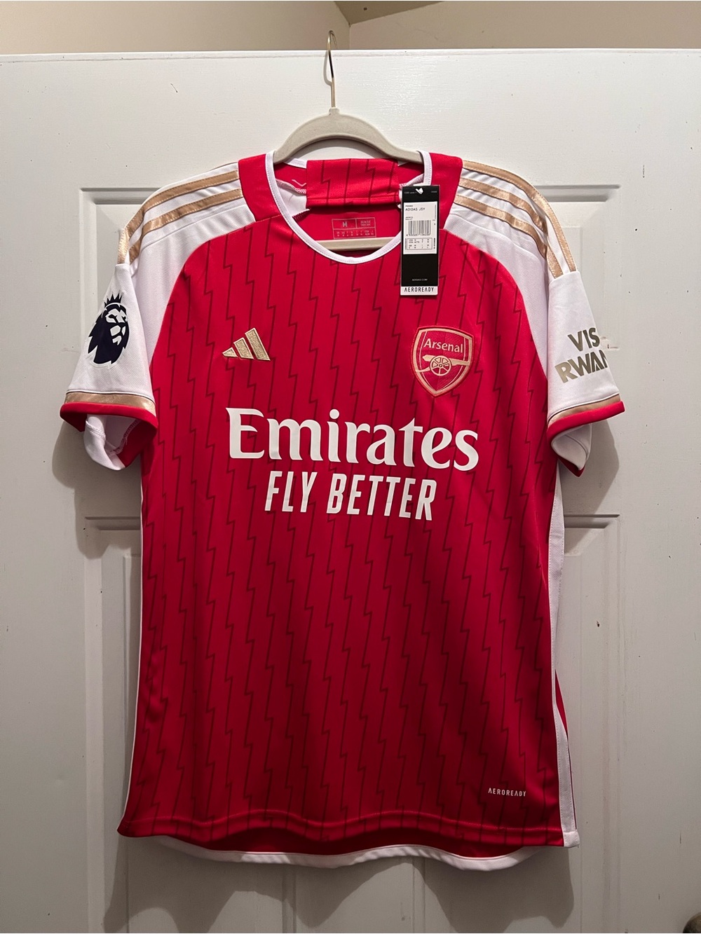 adidas Arsenal Football Jersey - Declan Rice 41 - Red, White & Gold Accents